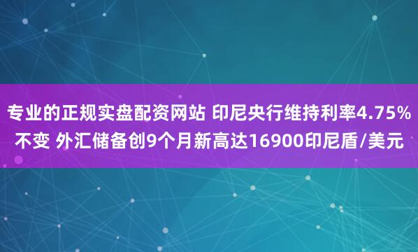 专业的正规实盘配资网站 印尼央行维持利率4.75%不变 外汇储备创9个月新高达16900印尼盾/美元